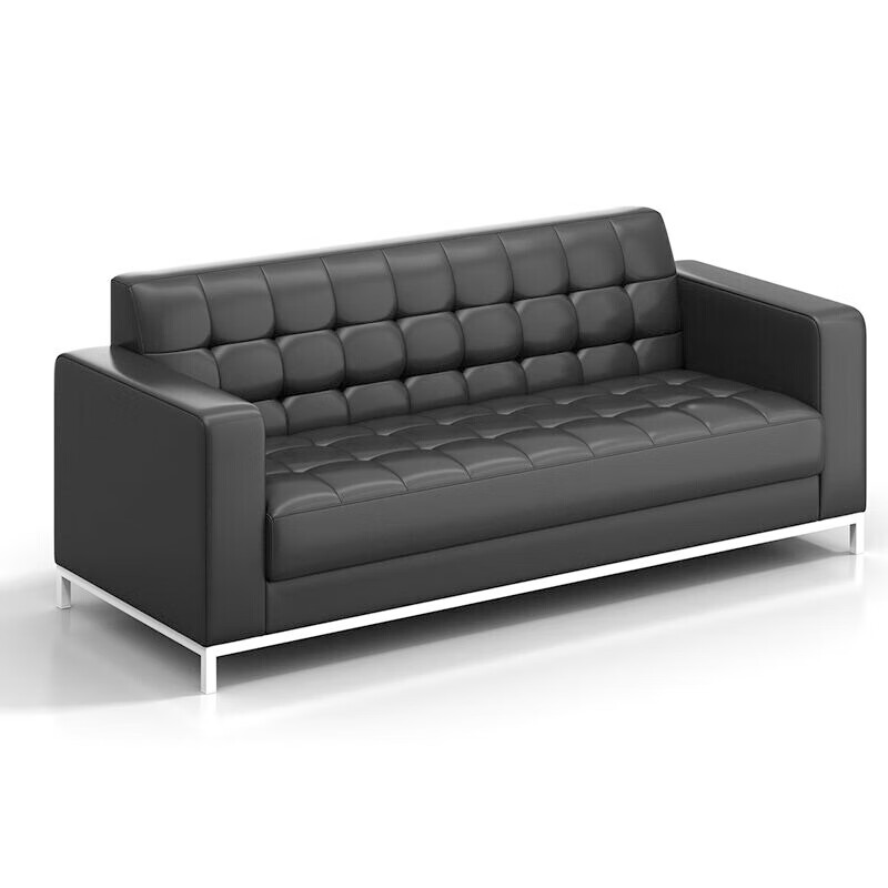 金经金属办公沙发商务接待现代简约小型会客洽谈皮沙发办公室沙发三人