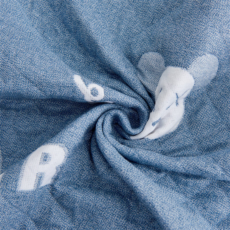 多兰诗（Duolanshi）原棉纱枕巾一对装 加大加厚卡通风简约吸汗透气柔软四季枕罩枕巾 暴力熊蓝 52cm*78cm 枕巾【一对装】