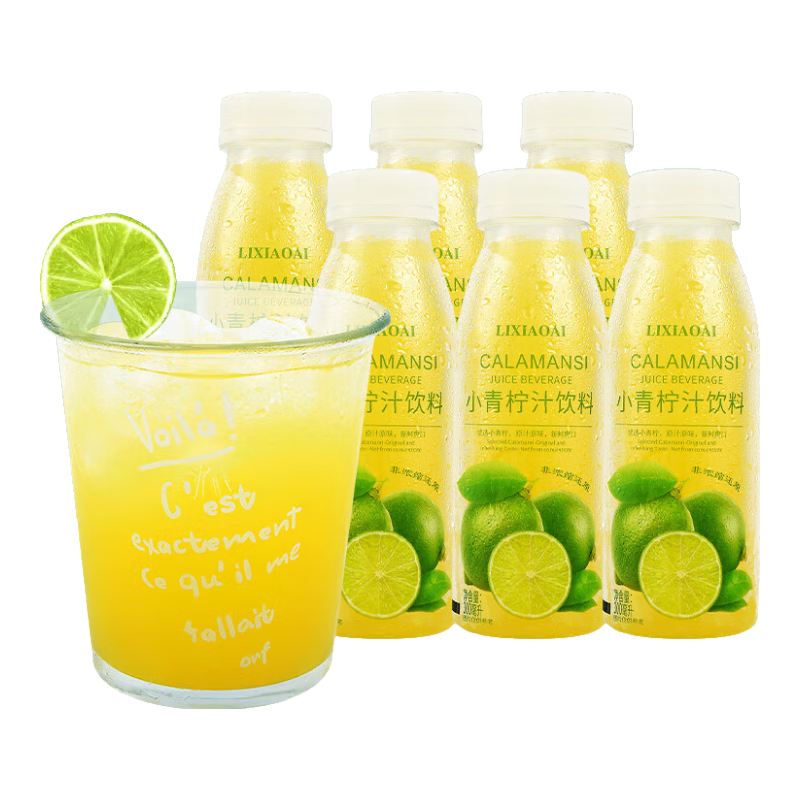 李小艾小青柠汁饮料300ml*6瓶柠檬汁水果蔬汁NFC果汁0脂夏日饮料小瓶