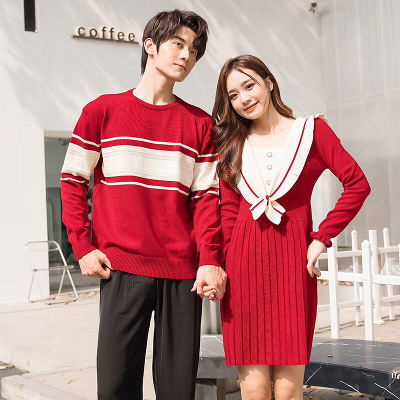 纪堡驰情侣衣服情侣装秋季新潮流黑色针织连衣裙小众设计感薄毛衣一裙