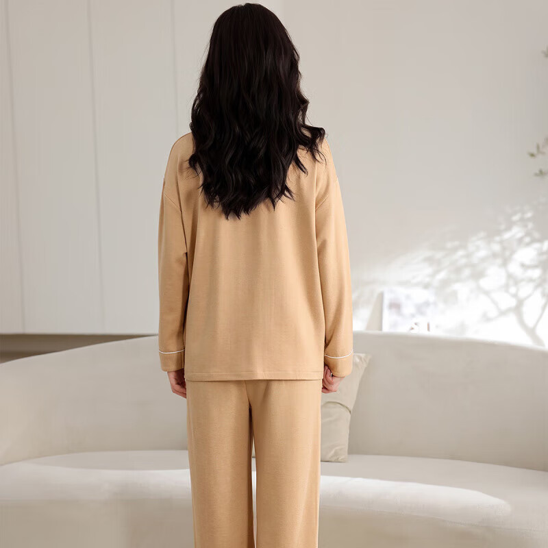 猫人(MiiOW)睡衣女秋冬季加绒保暖2025新款阳离子羊毛蚕丝家居服套装 诺姜黄 2XL 【建议140-160斤】