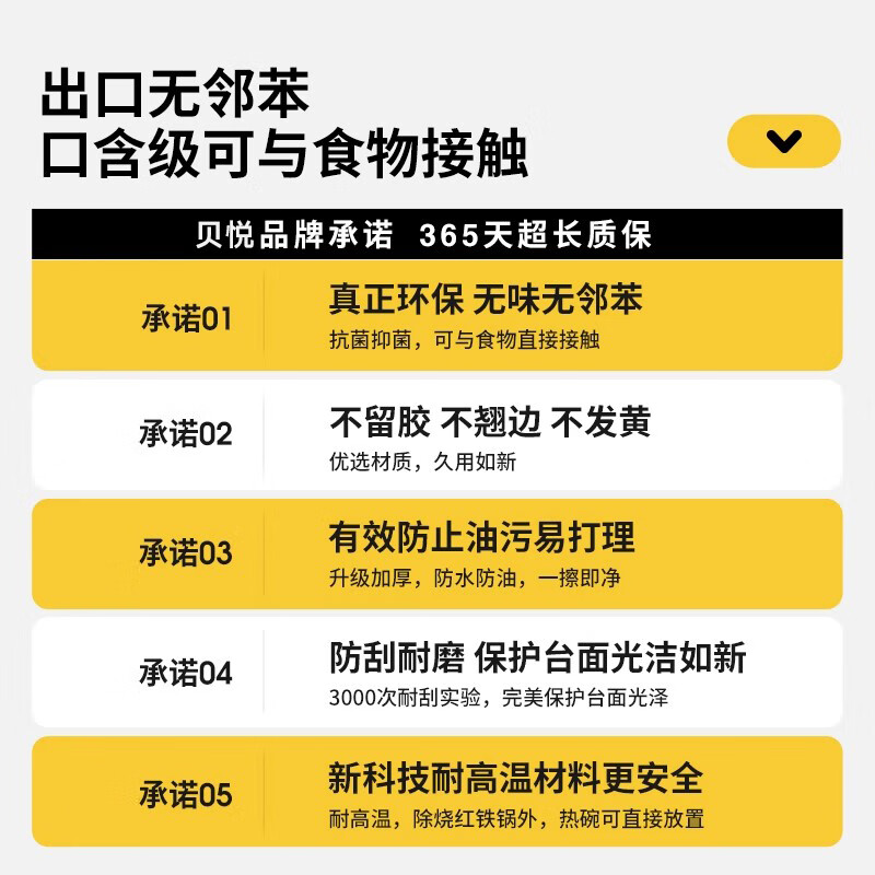 贝悦厨房灶台面保护膜大理石贴膜耐高温石英石家具加厚防油贴纸静电贴 抗污晶璃膜<宽0.7m*长5m>