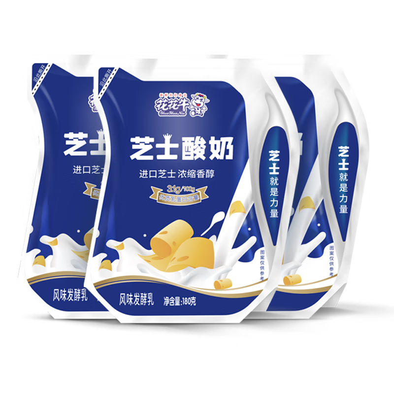 花花牛浓缩酸奶芝士风味益生菌发酵乳整箱180g*12袋 芝士酸奶180g