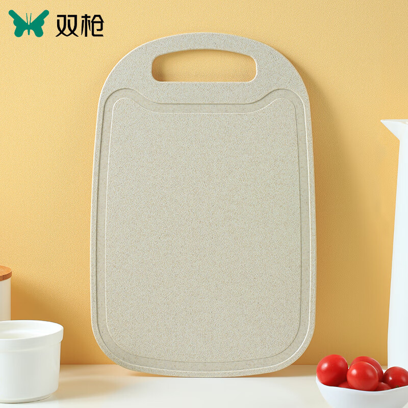 kj双枪小麦秸秆切菜板厨房防滑切水果案板家用食品级稻谷壳双面砧板 1