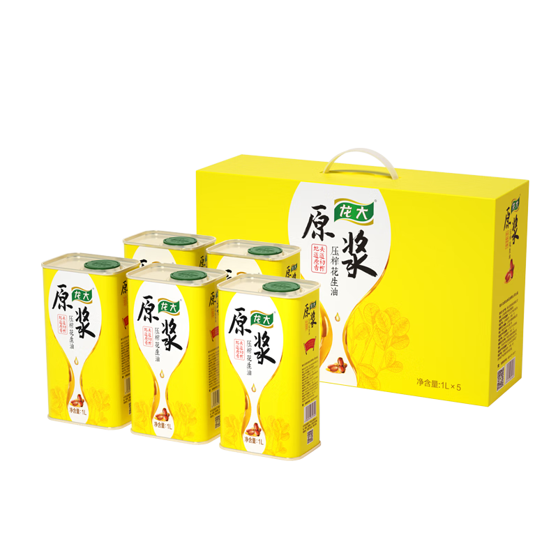 龍大食用油 原漿花生油 禮盒 1L*5 頭道初榨 地道原香