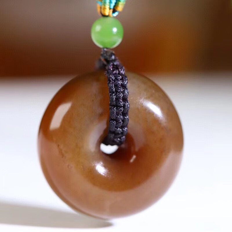 发源地 和田玉且末糖料平安扣吊坠 男女项链挂件玉牌送生日礼物24*13