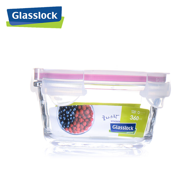 Glasslock 韩国进口钢化玻璃保鲜盒冰箱收纳饭盒 圆形 360ml (微波款