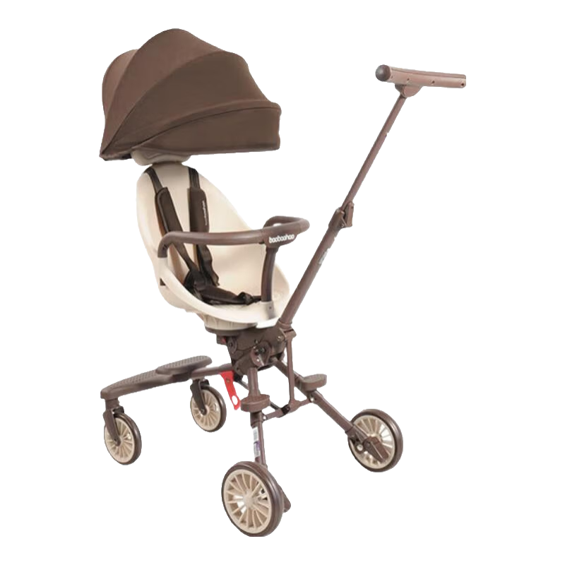 寶寶好v7A溜娃神器超輕便可折疊雙向嬰兒推車兒童手推車避震遛娃車 焦糖奶茶色