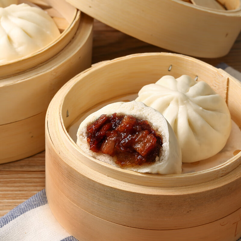 广州酒家早餐食品儿童面点 手抓饼包子馒头烧麦汤圆肠粉 半成品生鲜速食 黑叉烧包337.5g（9个
