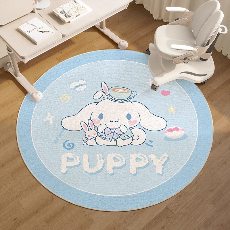 季象圆形地垫儿童卧室电脑椅子垫客厅沙发茶几毯转椅书房家用摇椅脚垫 SJR-茶杯狗狗-圆 直径80cm