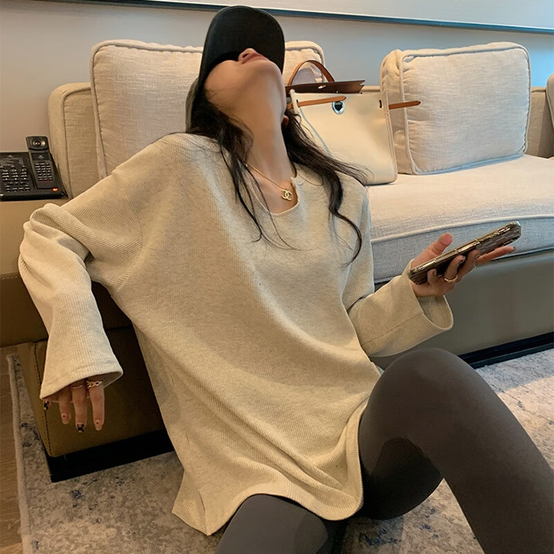 乐牛设计感长袖t恤女ins潮洋气早春新款打底衫女春季欧货小衫春装上衣