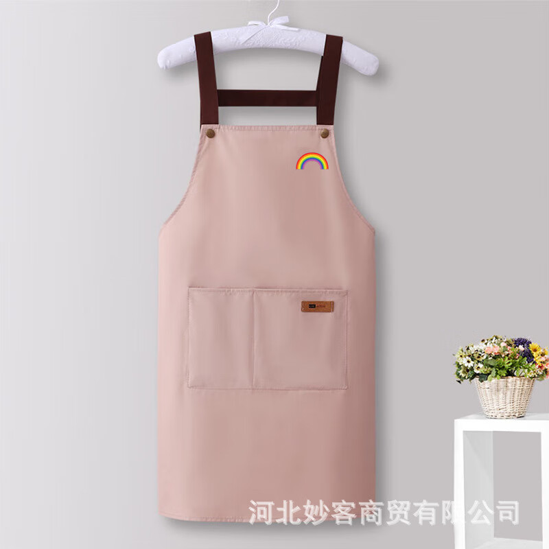 围裙厨房家用高颜值防油防水罩衣工作服耐脏餐厅围腰 净版吊带围裙【黑色】（1件装）