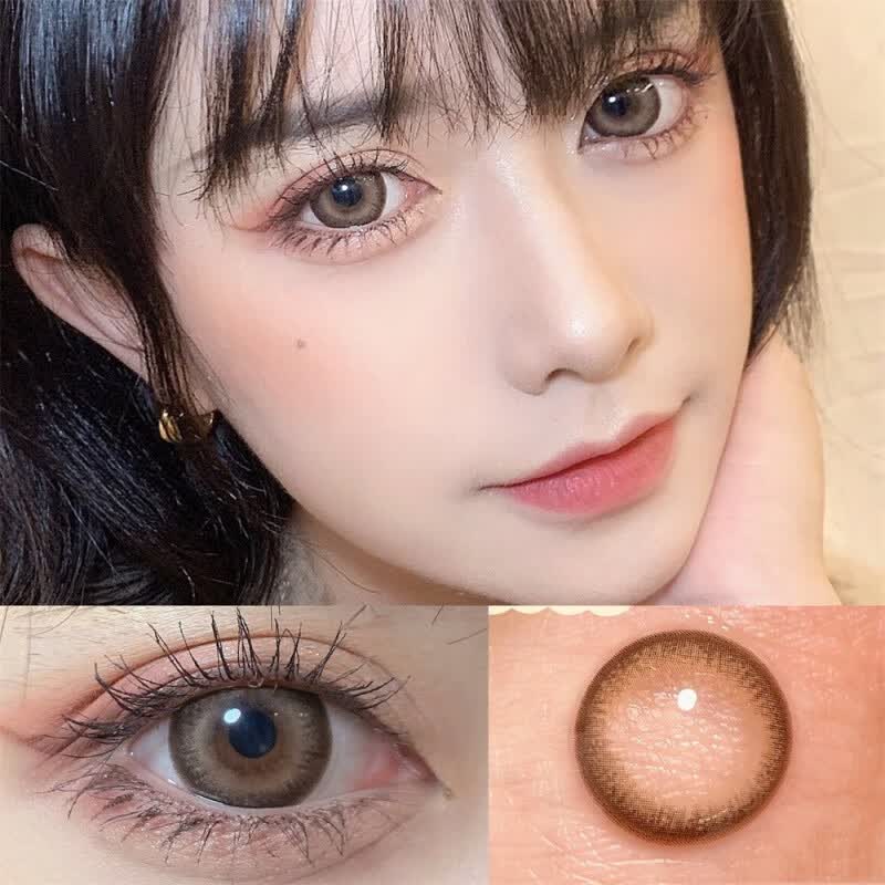 铜锣烧棕色混血美瞳年抛自然舒适大小直径新款彩色隐形眼镜 棕色 100