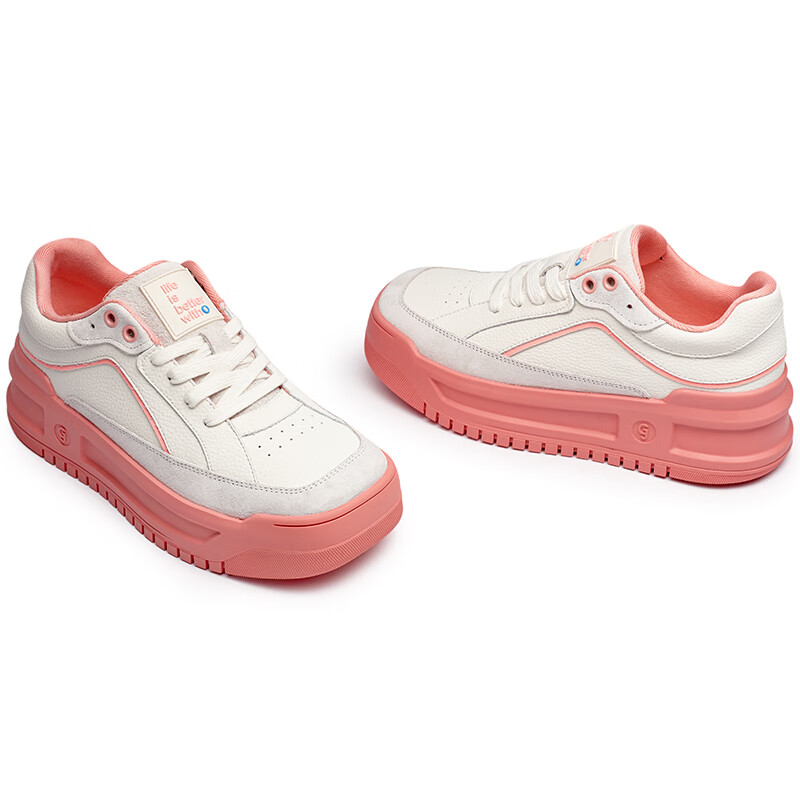 共迹gongji【孟子义同款】 面包鞋休闲鞋厚底运动鞋板鞋ins多巴胺小清新女鞋 樱花粉 /偏大一码 38 （243mm）