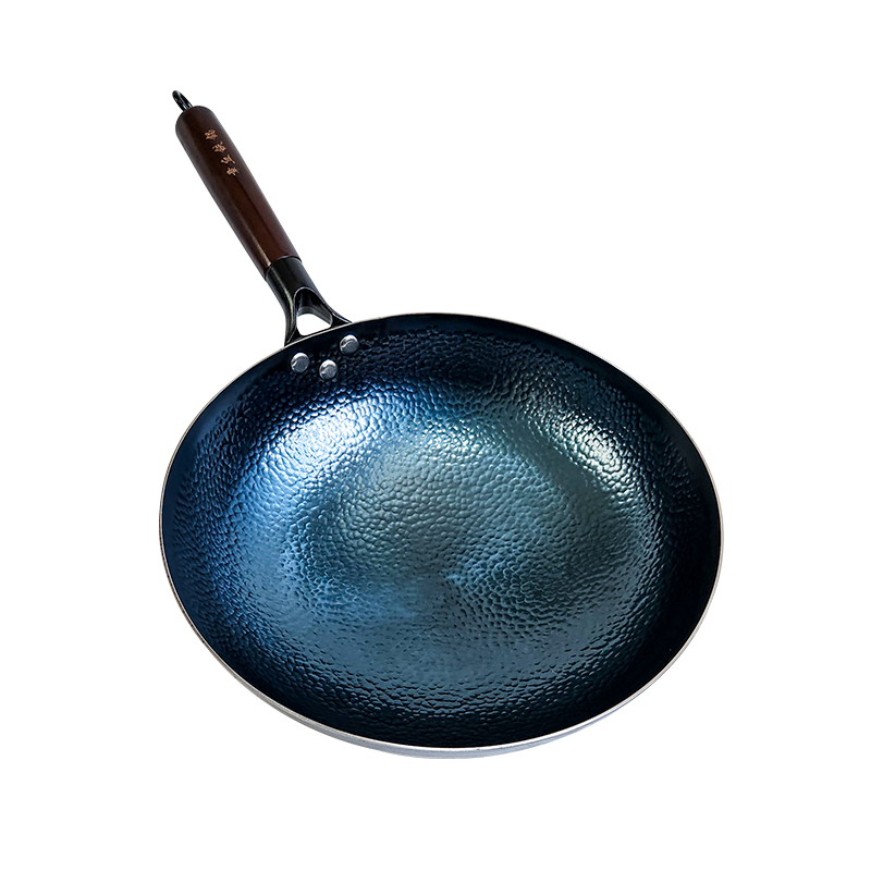 惠當(dāng)家章丘炒鍋鐵鍋燃?xì)饷簹庠畛床隋仧o涂層手工鍛打圓底老式家用鐵鍋 木把手魚鱗款帶蓋+鐵鏟鐵勺 32cm