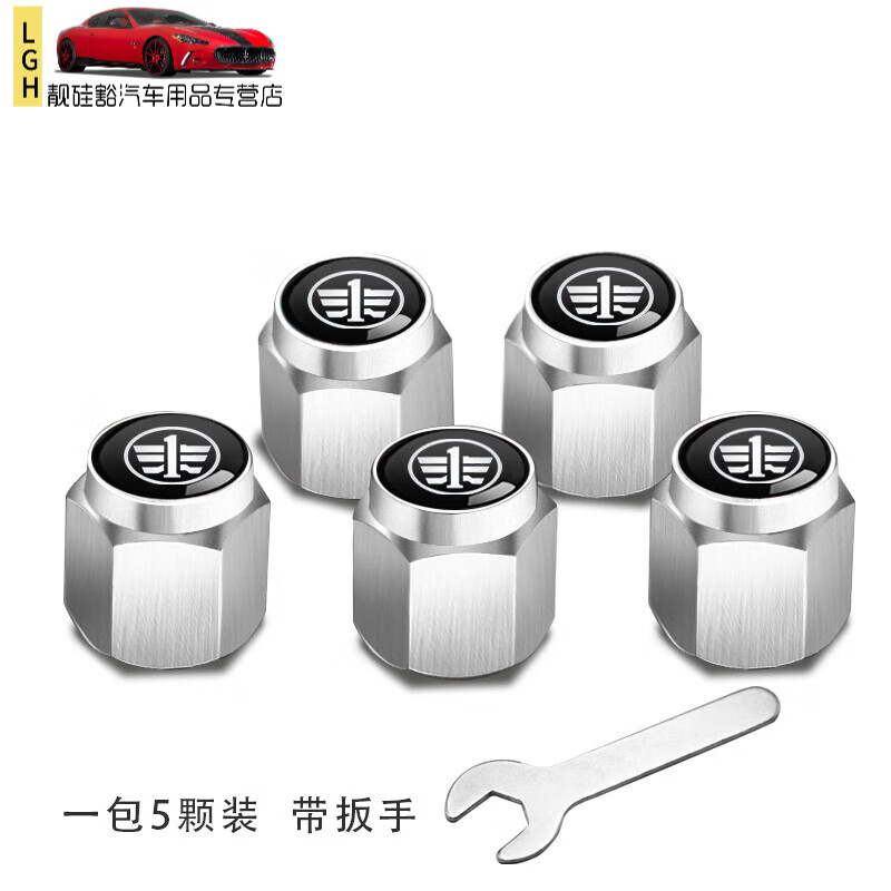 轮胎帽气门嘴帽b50/x40/b70b90防盗气门芯盖帽 奔腾银色款5个装带扳手
