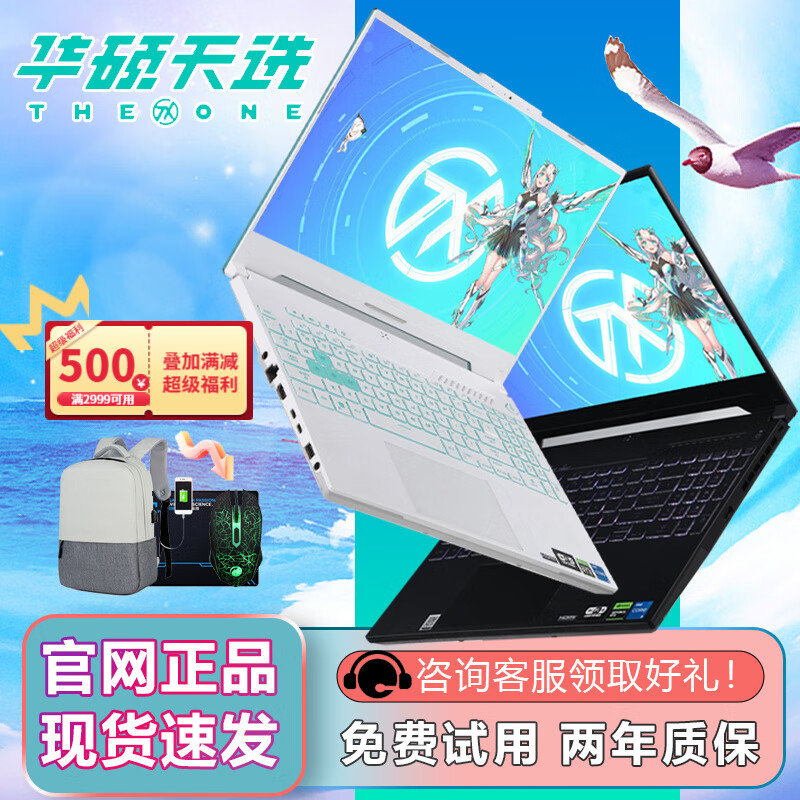 华硕天选4/3plus笔记本电脑游戏本15.6寸旗舰独显学生设计轻薄本 天选2Plus:I7-11800H/RTX3060 16GB内存+1TB固态 正品样机|支持检测