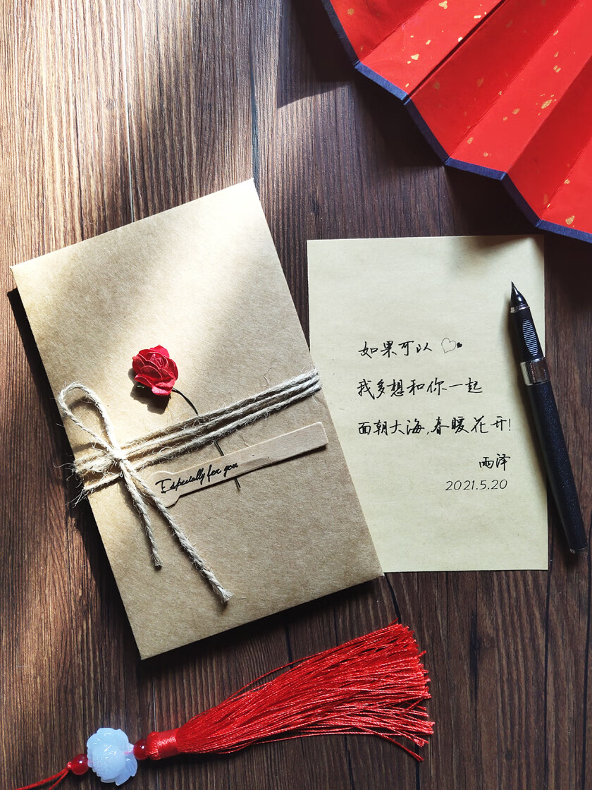 干花小贺卡 迷你情人节情书代写表白同学生日手写书信定制母父儿童