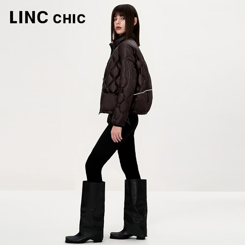 金羽杰90鸭绒春秋季新品轻薄羽绒服女士短款立领外套商场同款Y24801069 暗夜棕咖 M 适合120斤以下