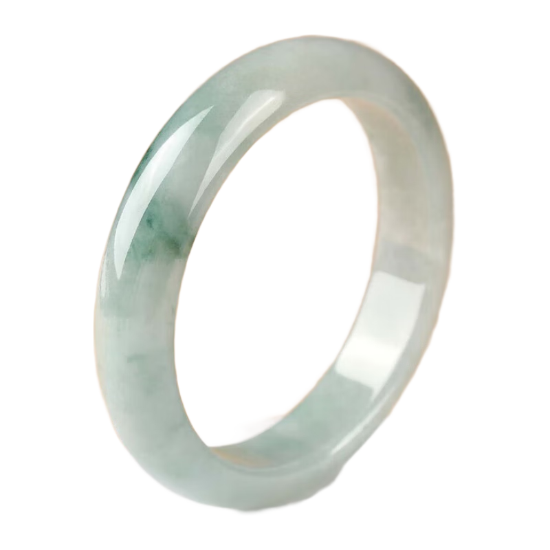 墨韻 翡翠玉手鐲緬甸冰糯種玉手鐲處理平安鐲節(jié)日送老婆送媽媽禮物 內(nèi)徑圈口64-65mm附證書+禮品