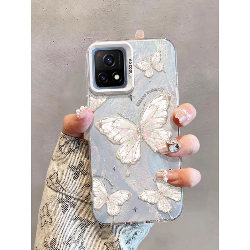 慕文适用vivoy31s手机壳y31s标准版保护套vivo y31s t1版简约y31s女生新款丫3 YS08翩翩蝴蝶(白镜头羽纱壳) vivo Y31s 标准版