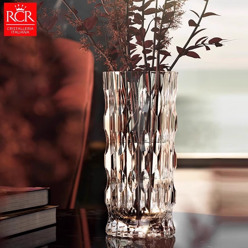 RCR意大利进口水晶玻璃花瓶插花水养摆件客厅高级感轻奢装饰新婚礼物 【王者】意大利水晶玻璃花瓶 28cm