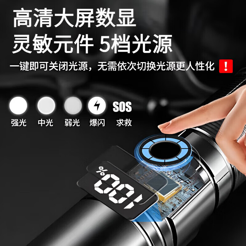 手电筒强光200000流明穿天炮超长续航户外照明生存露营夜钓鱼骑行 【R600激光灯芯】32700双锂电池