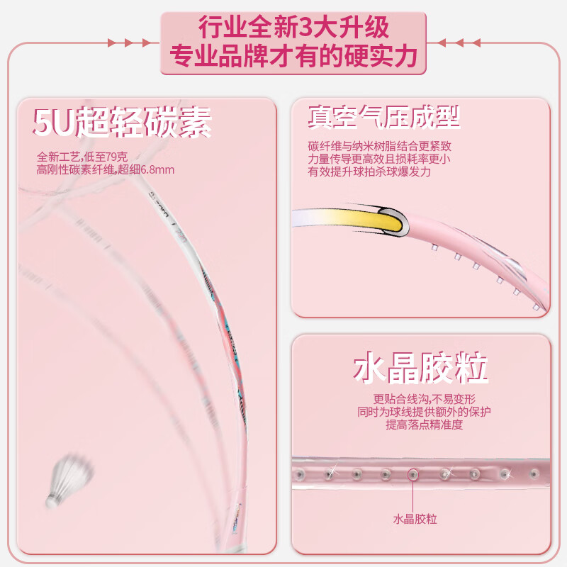 川崎极光7羽毛球拍川崎极光7Pro超轻5U全碳素纤维初学训练情侣双拍 极光7双拍 极光蓝+极光青 30磅-职业选手 2球筒2手胶2拍套