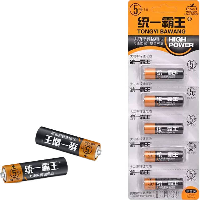 【统一霸王电池】适用手电筒挂钟玩具体重秤鼠标摇控器强力续航 统一霸王【5号电池/12粒装】