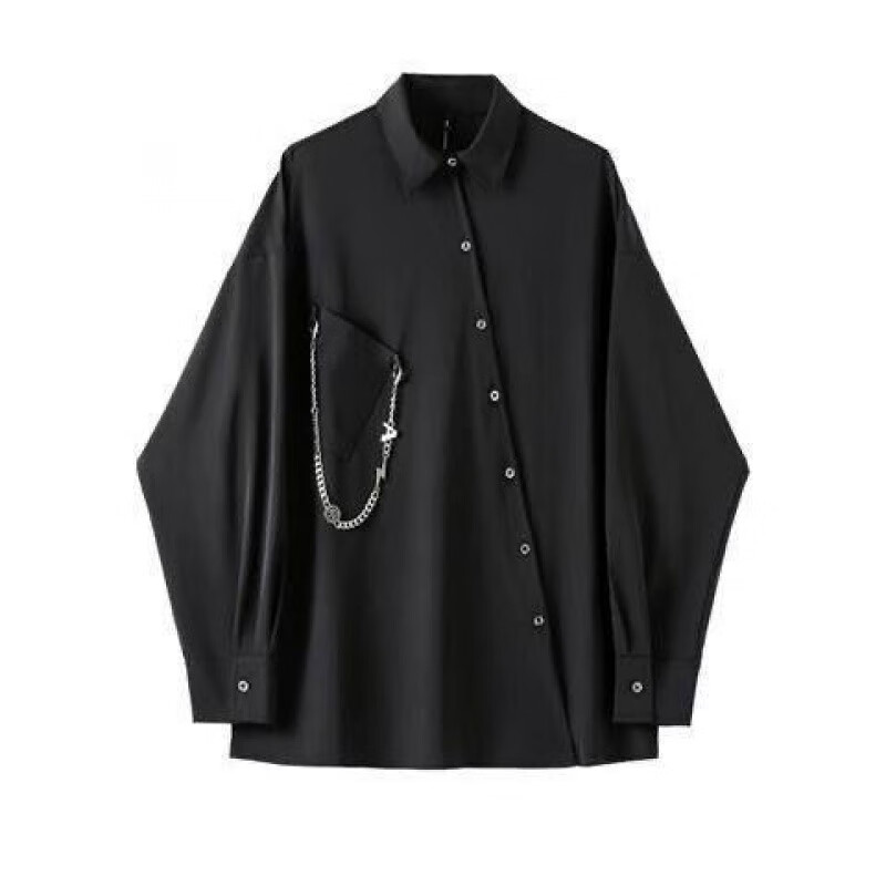 缘笛赛博朋克衣服套装男 国潮重工嘻哈工装长袖衬衫男暗黑机能风衬衣