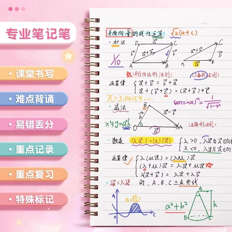 得力彩色手账笔大容量糖果色签字笔学生用0.5mm多色中性笔速干水笔做笔记重点标记笔按动子弹头标识 标记推荐丨6色