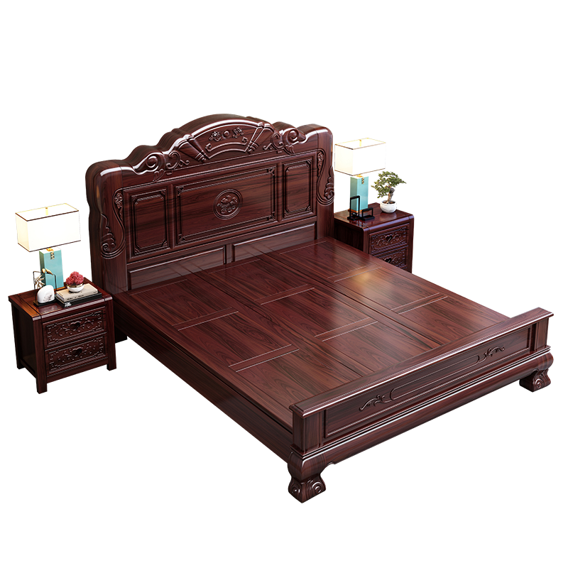 ڲЯ޺̴ľʽŵ1.8ʵľ˫˴﹤ֱҼҾ ޺̴󴲡֦/̴ 1800mm*2000mmܽṹ1950Ԫ