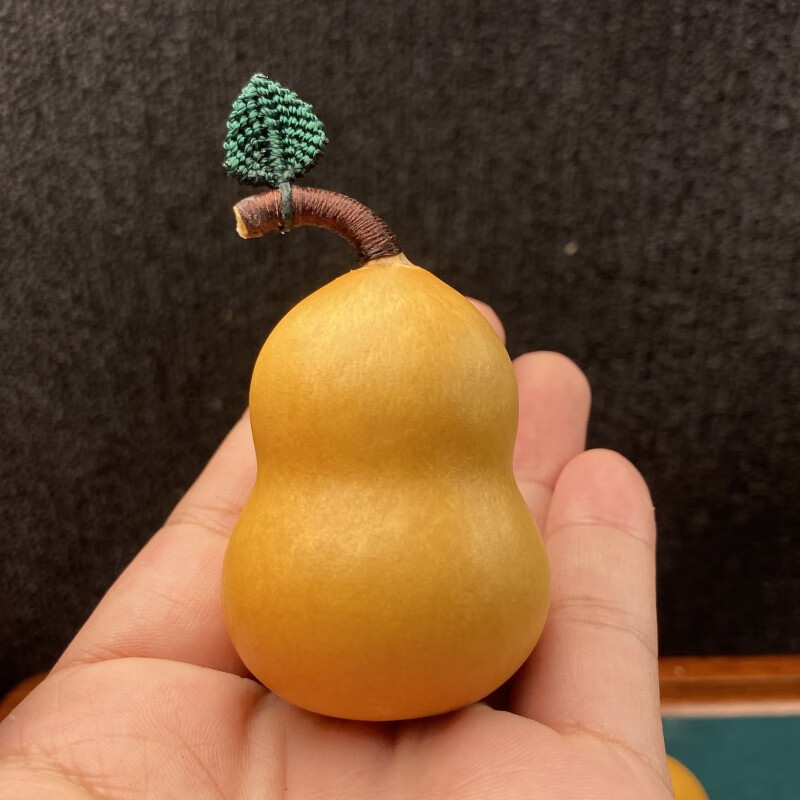 随峰胖墩小葫芦文玩胖梨形编制摆挂件手把件绕指柔葫芦红书带叶子 【5