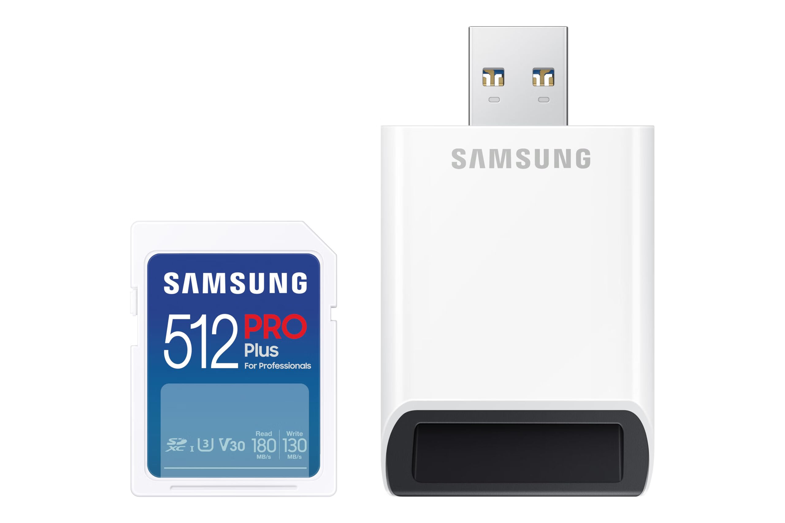 三星（SAMSUNG） 三星 SD存储卡读卡器套装 512GB V30 高速PRO蓝卡 读速180MB/s 适用单反相机 MB-SD512SB 其他 512GB incl. USB Reader