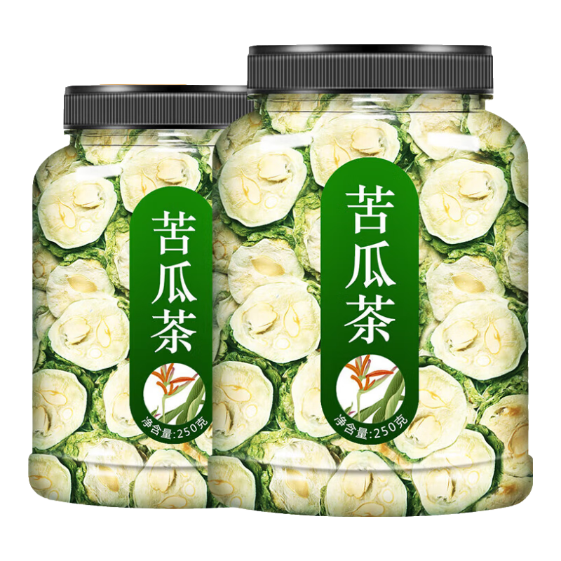 草木清源苦瓜干 特級泡水苦瓜片 降純正新鮮小苦瓜茶 血糖茶 【罐裝】苦瓜片500克
