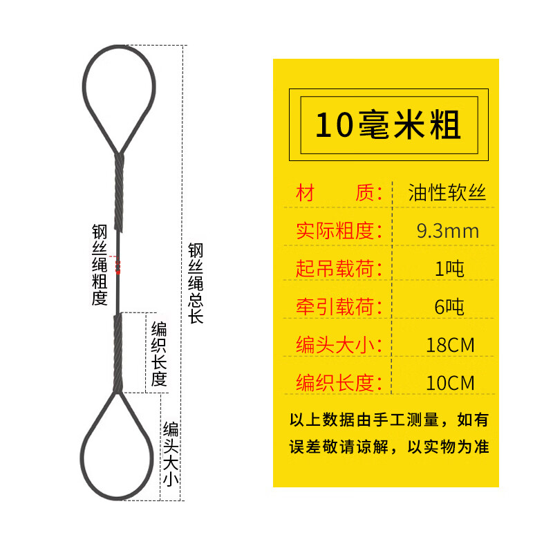 插編鋼絲繩頭起重吊具20編織32塔吊車吊裝14軟油絲繩子16MM18 10毫米插編 1m