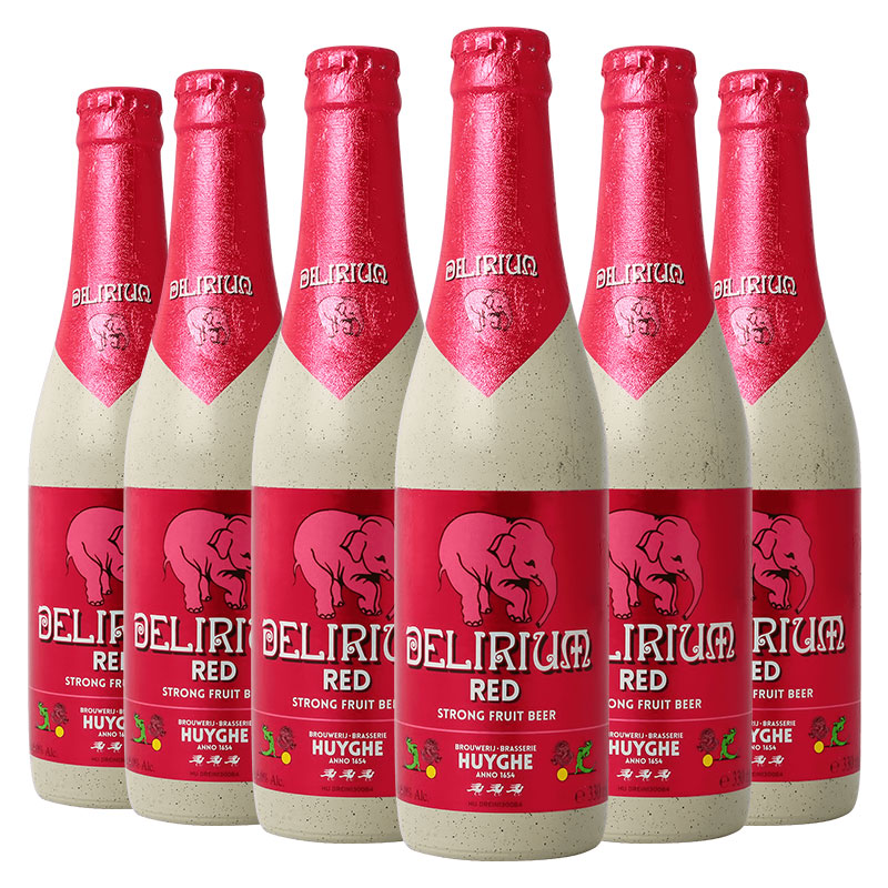 粉象（Delirium） 给劲樱桃啤酒330ml*6瓶 烈性果啤 比利时进口 新春送礼京东自营