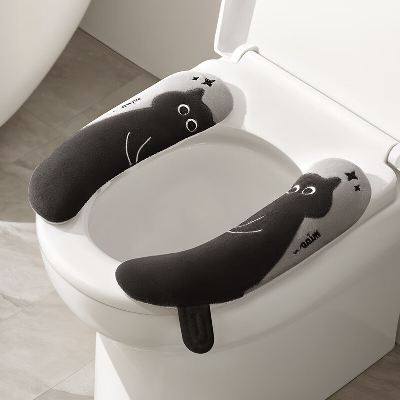 Creative art马桶圈马桶垫子保暖秋冬季加绒防水坐便垫套粘贴式拉链款四季通用 可水洗【不掉毛 不掉色】马桶