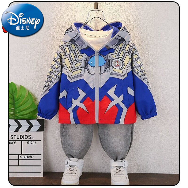 奥特曼儿童衣服2023新款时尚卡通六一中小童外套连帽迪迦酷酷风衣 宝