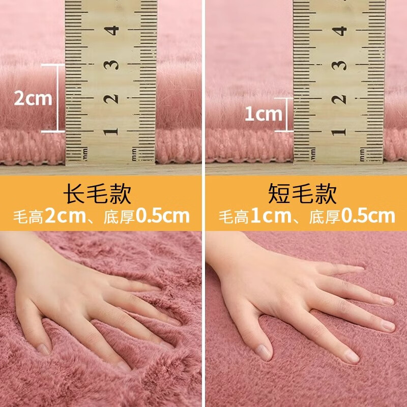 兴连心地毯卧室客厅2025新款可擦免洗仿兔毛绒床边毛毯地垫飘窗垫厚白色 兔毛米白色【短毛】 定制请联系客服