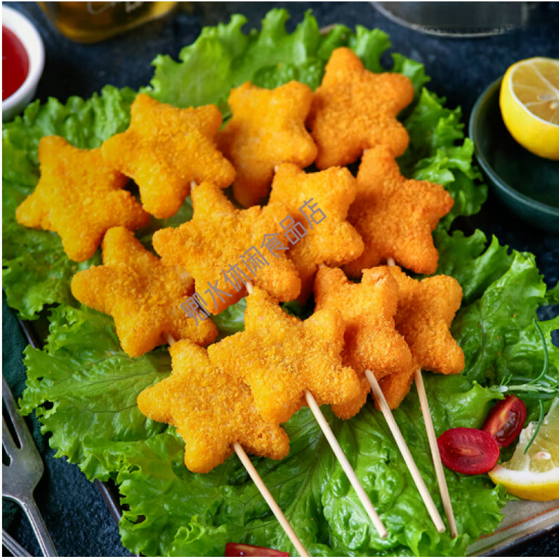 串金丝鸡柳烧烤炸串食材半成品纯肉排qq鸡排串街边串串 星星鸡块20串