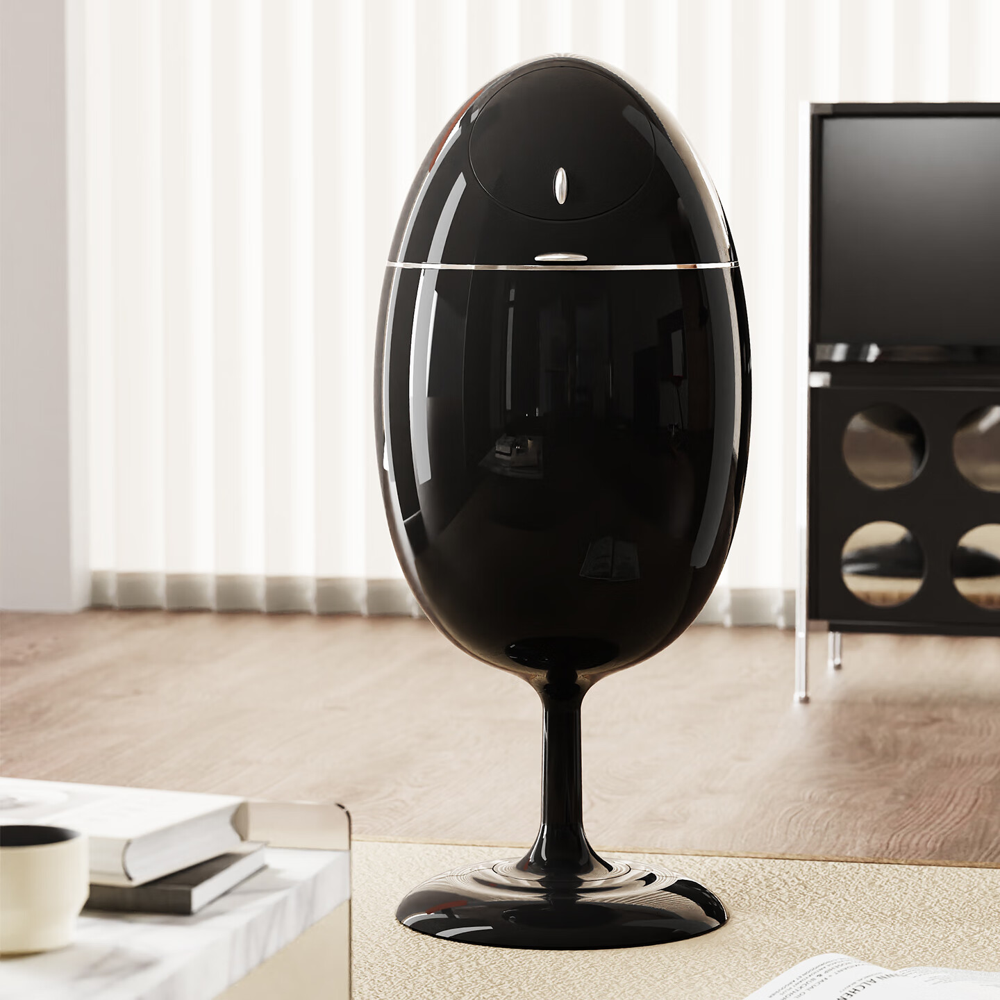 艾仕可（ASCOR）恐龙蛋垃圾桶家用高颜值高档2025新款卧室专用免弯腰客厅轻奢大号 恐龙蛋丨亮面红-大号