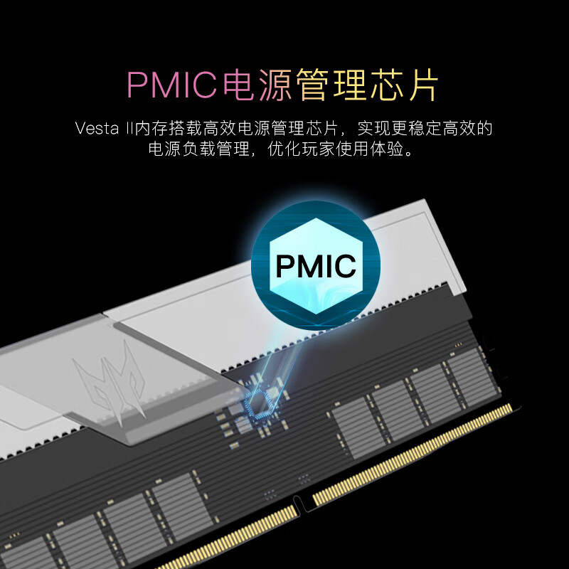 宏碁掠夺者(PREDATOR)32G(16G×2)套装 DDR5 6000频率 台式机内存条 Vesta II 炫光星舰RGB灯条(C28) 星光银 AI电脑配件