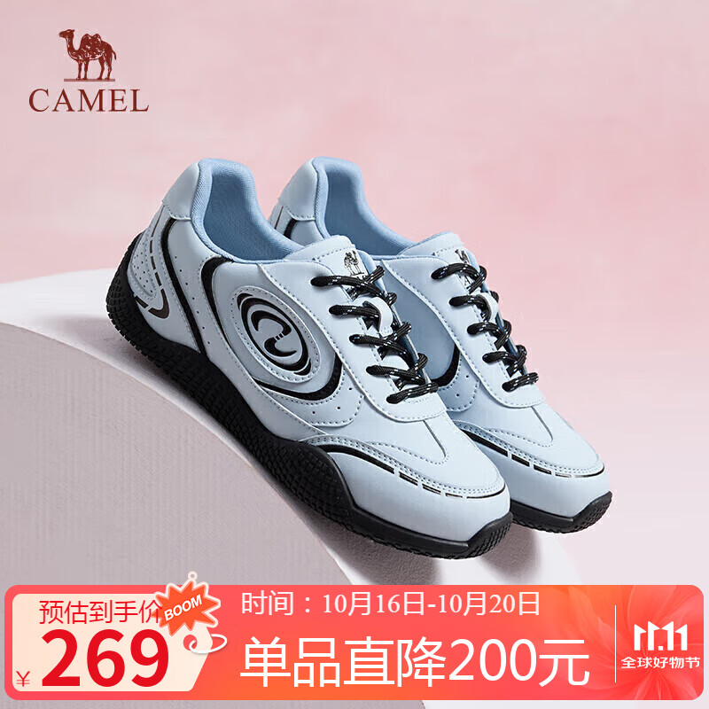 骆驼（CAMEL）【王俊凯同款】月牙2.0德训鞋女运动休闲鞋 L25S577059C 蓝色 37