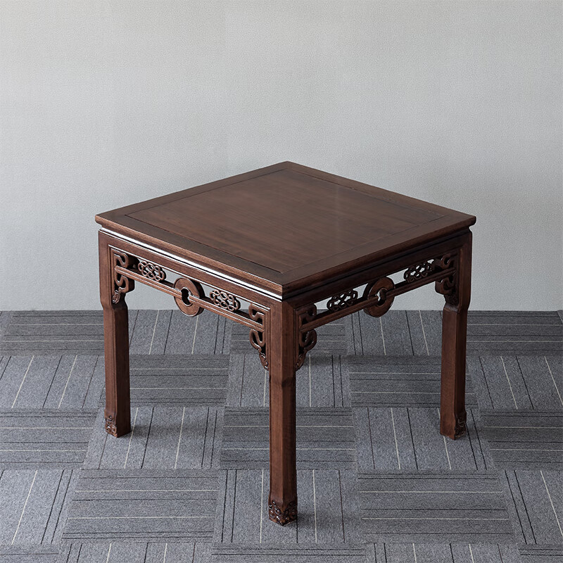 山头林村老式八仙桌全实木带官帽椅中式榆木餐桌椅组合仿古小方桌明清