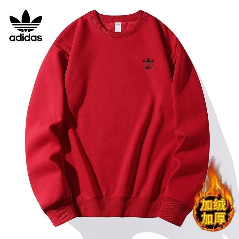 ADIDAS TECHFIT阿迪三叶草加绒加厚圆领卫衣运动休闲百搭男女潮流时尚冬季保暖 ss 藏青色加绒款 5xl 175-200斤