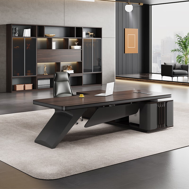 老板办公桌简约现代总裁领导董事长办公室大班台主管经理桌椅组合 1.
