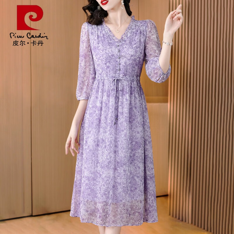 桑蚕丝裙子夏季女 广州十三行连衣裙主图色【减龄遮肉显瘦大码今年流