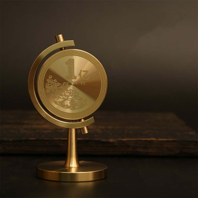 黄铜摆件工艺品旋转3d打印赚大钱硬币装饰品玩具 壹亿小目标大号150克
