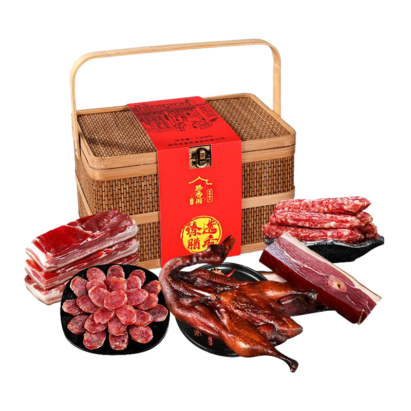 滕香閣臘味禮盒年貨火腿香腸臘腸醬鴨五花咸肉禮佳品 1850g （五種臘味）